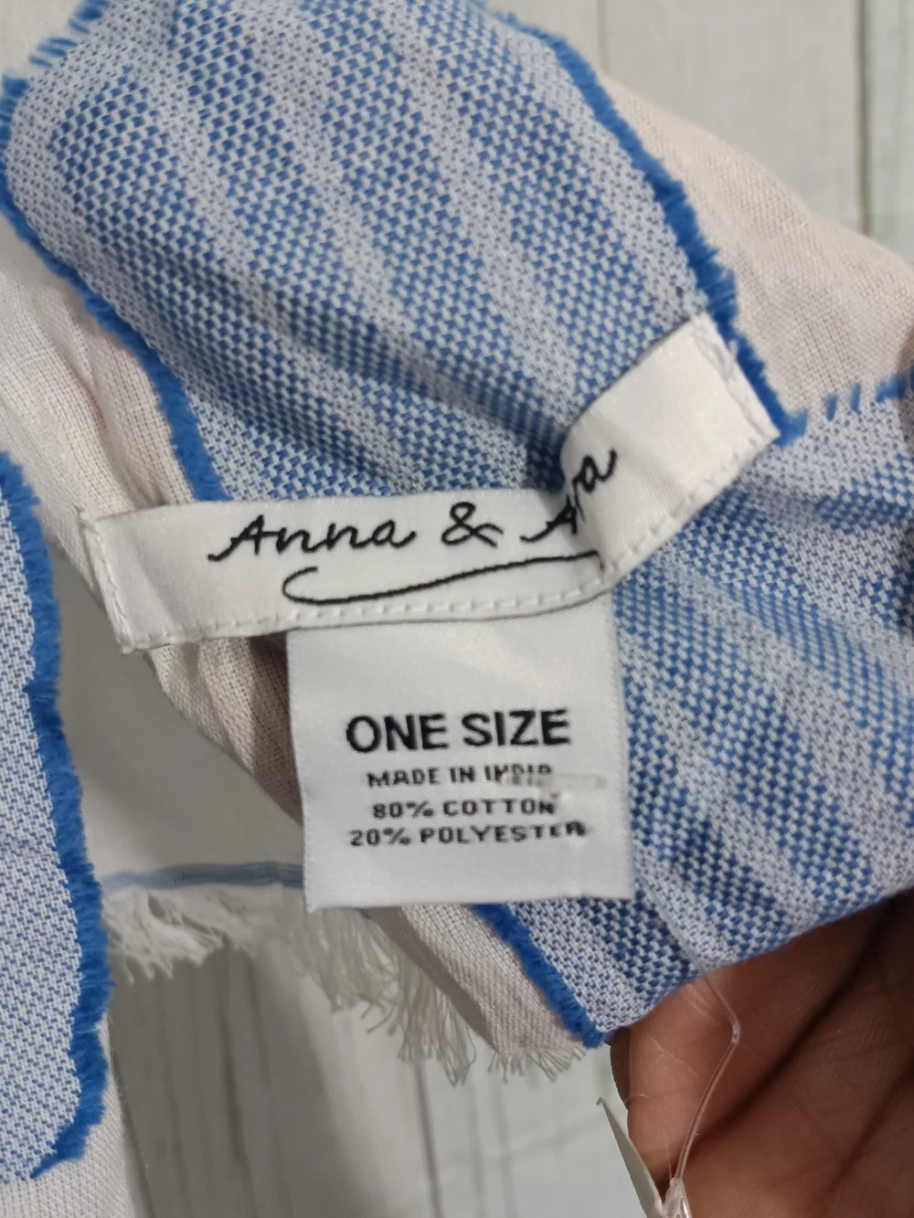 Anna & Ava Blue and White Striped Fringe Scarf